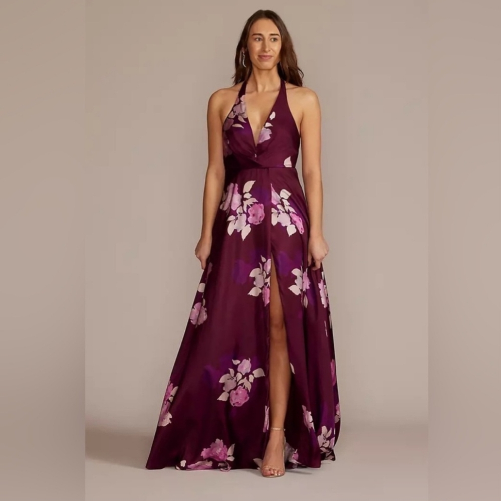 Bridesmaid/wedding Guest/Evening Floral Halter Dress